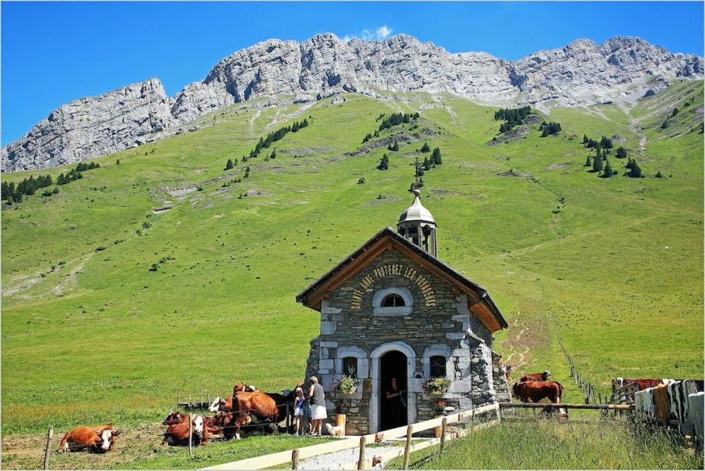 Androsace Appartement Dans Chalet Bois Avec Jacuzzi Privatif Terrasse Et Vue Montagne Les Villards-sur-Thônes Extérieur photo